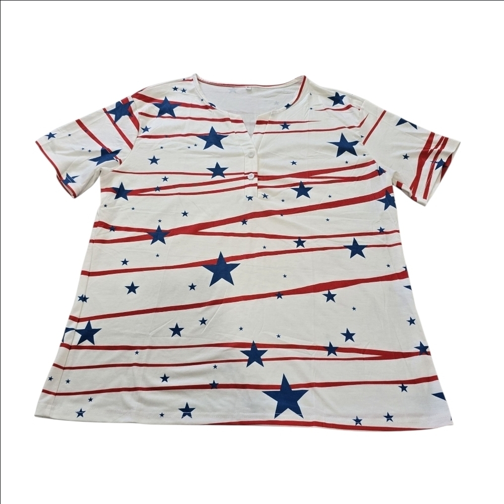 Star and Stripe Print T-Shirt Size XL